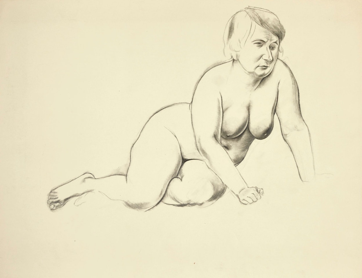 AUFGESTÜTZT LIEGENDER WEIBLICHER AKT (RECLINING FEMALE NUDE) by George Grosz