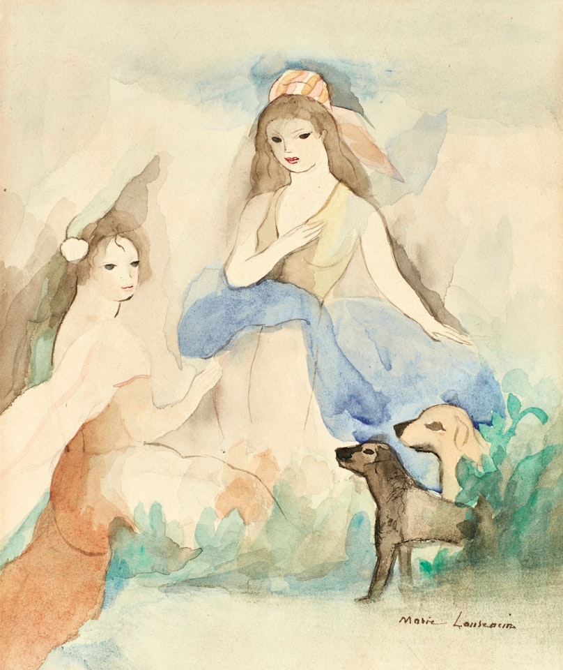 DEUX FEMMES ET CHIENS by Marie Laurencin