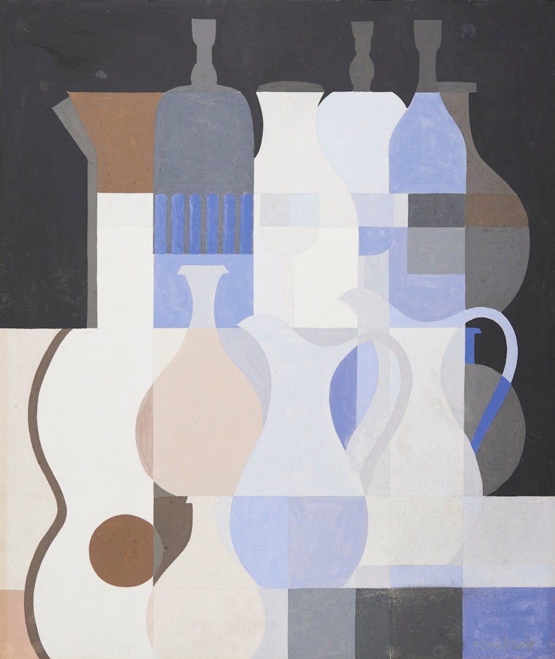 NATURE MORTE AUX CARAFES, AUX PICHETS ET À LA GUITARE by Amédée Ozenfant