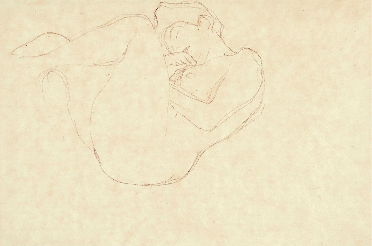 ZURÜCKGELEHNT LIEGENDER FRAUENAKT NACH LINKS (RECLINING NUDE TURNED TO THE LEFT) by Gustav Klimt