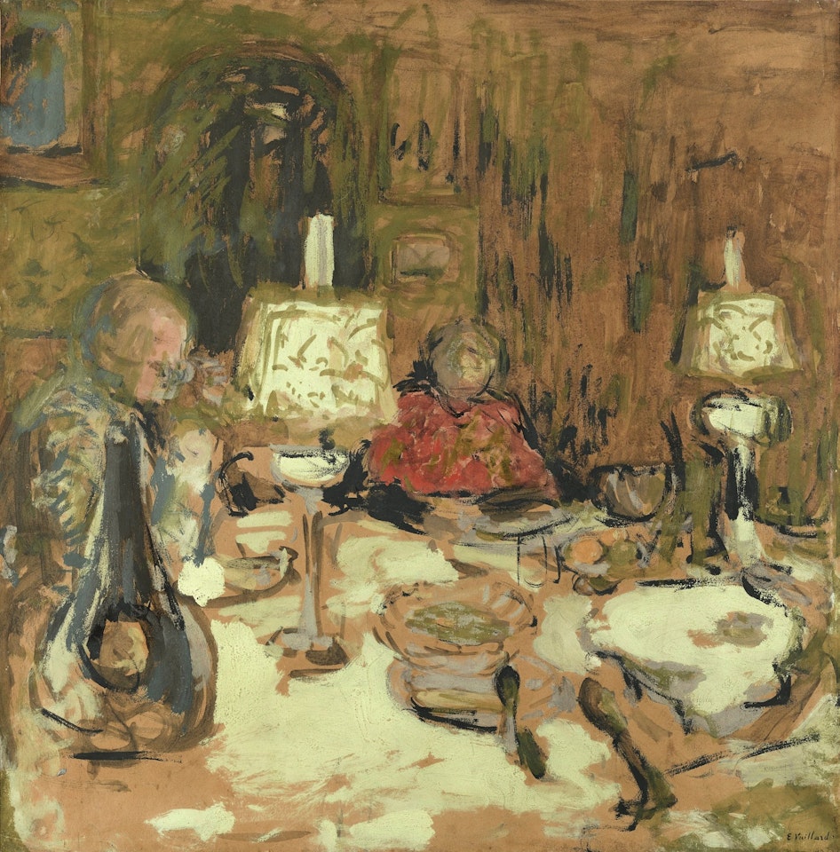 LE DÎNER AUX DEUX LAMPES, RUE DE CALAIS by Édouard Vuillard