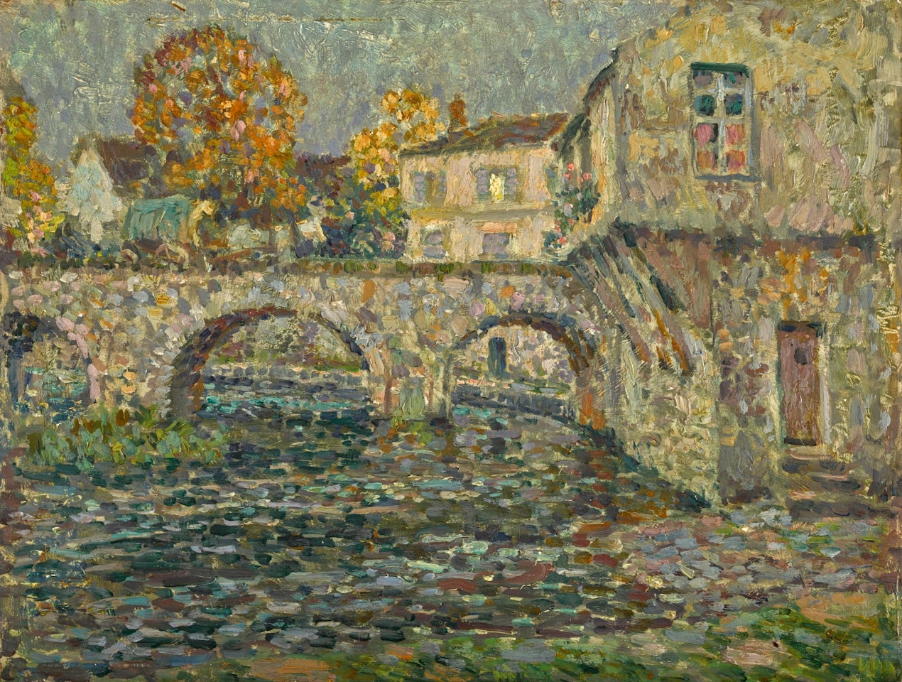 MAISON ROSE ET PONT, MORET by Henri Le Sidaner