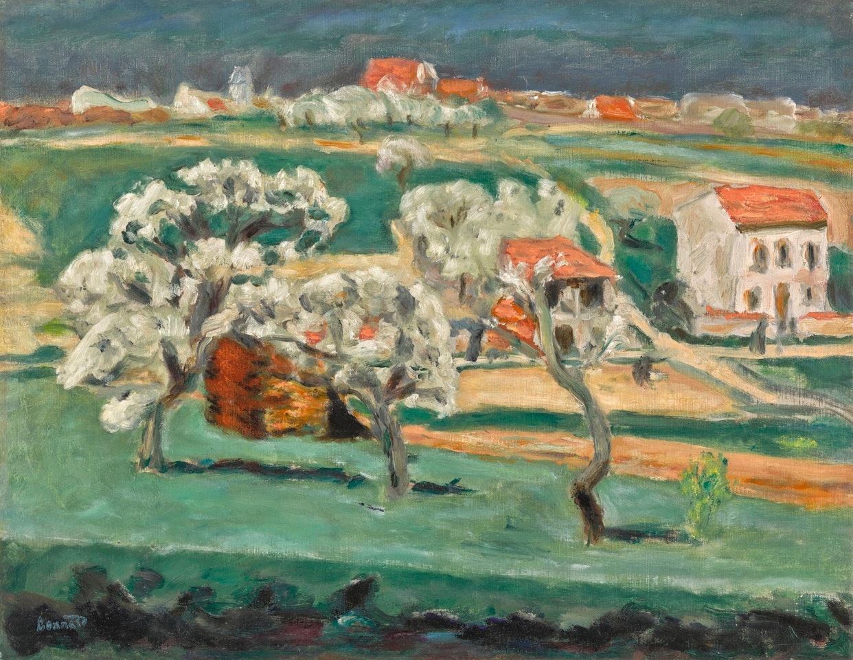 ARBRES EN FLEURS, MAISON BLANCHE by Pierre Bonnard