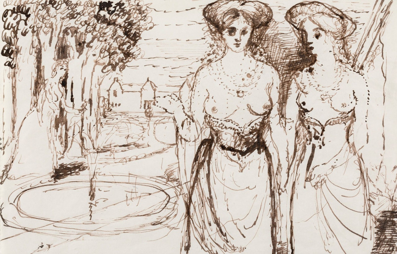 ÉTUDE POUR 'LES PROMENEUSES' by Paul Delvaux