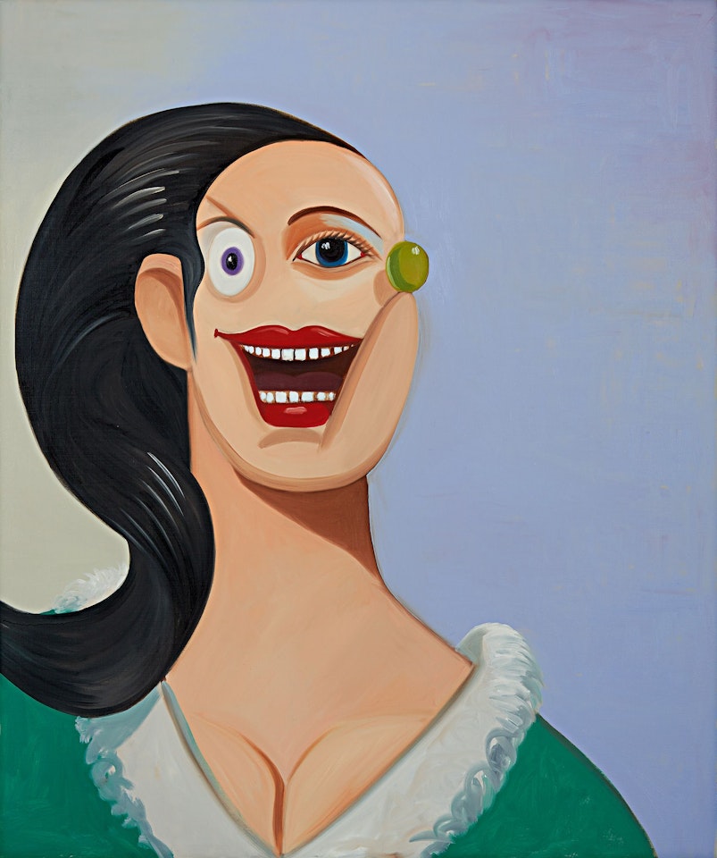 SMILING GIRL WITH BLACK HAIR by George Condo