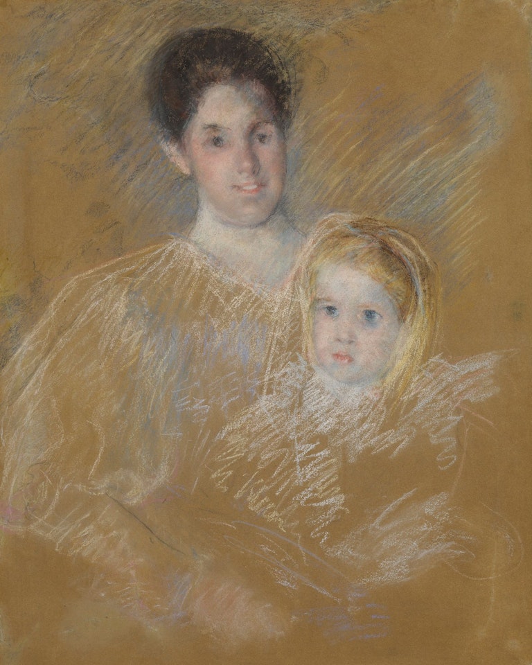 SMILING MOTHER WITH SOBER FACED CHILD by Mary Cassatt