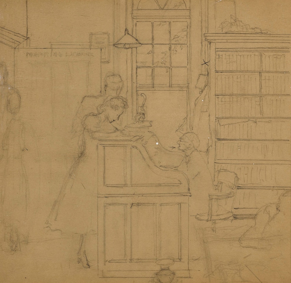 STUDY FOR 'THE MARRIAGE LICENSE' by Norman Rockwell