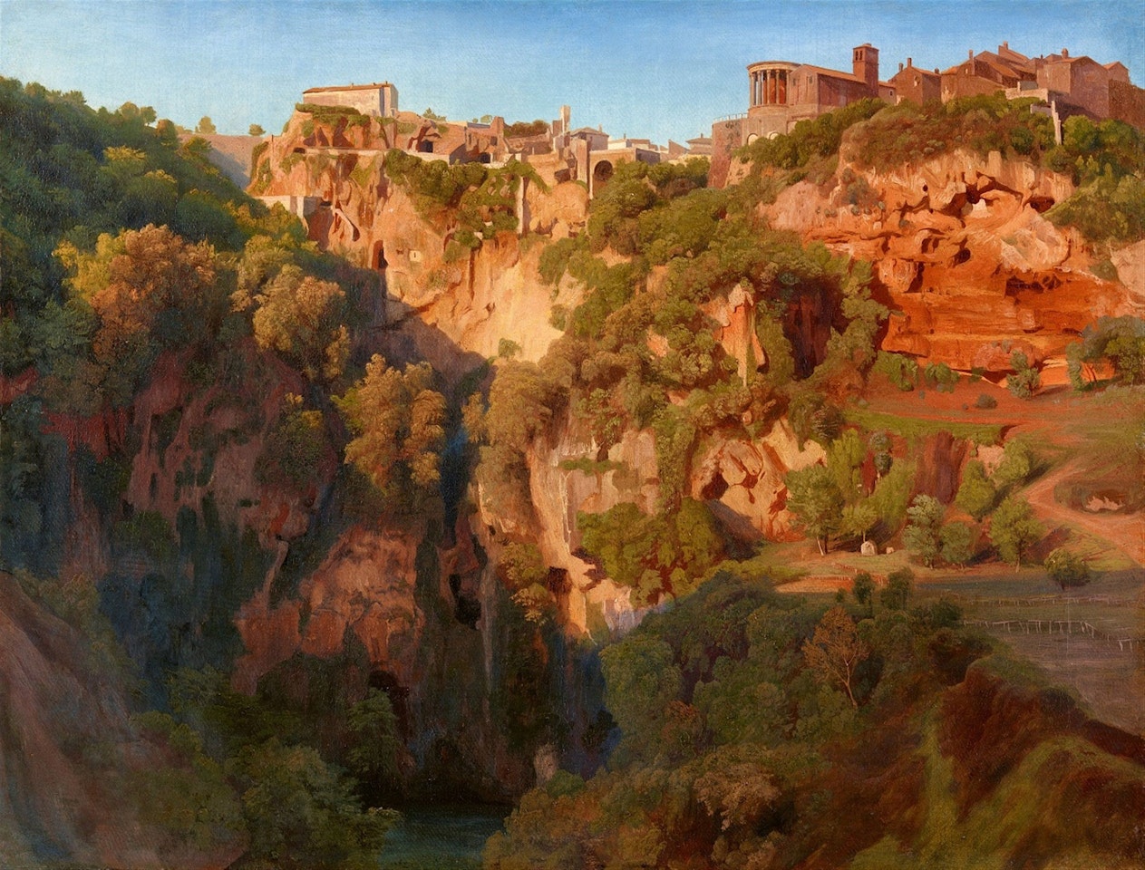 The Waterfalls at Tivoli with the Ponte Lupo, Temple of Vesta, and Temple of Sibyl by Ernst Fries