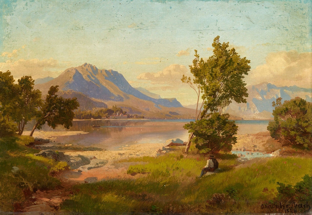 Alpine Landscape with a Lake by Oswald Achenbach
