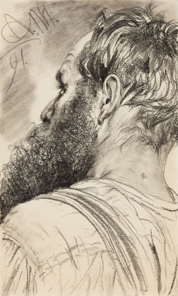 Bearded Man in Half Profile by Adolph Menzel