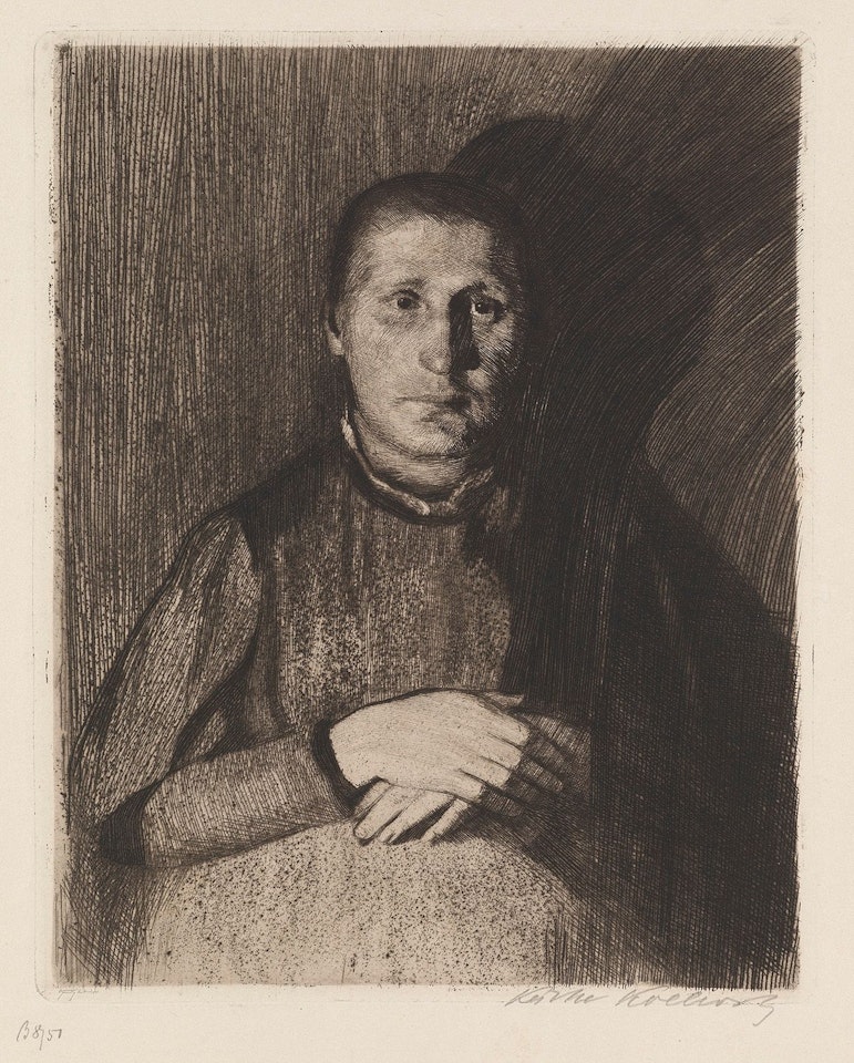 Frau Mit Überandergelegten Händen by Kathe Kollwitz