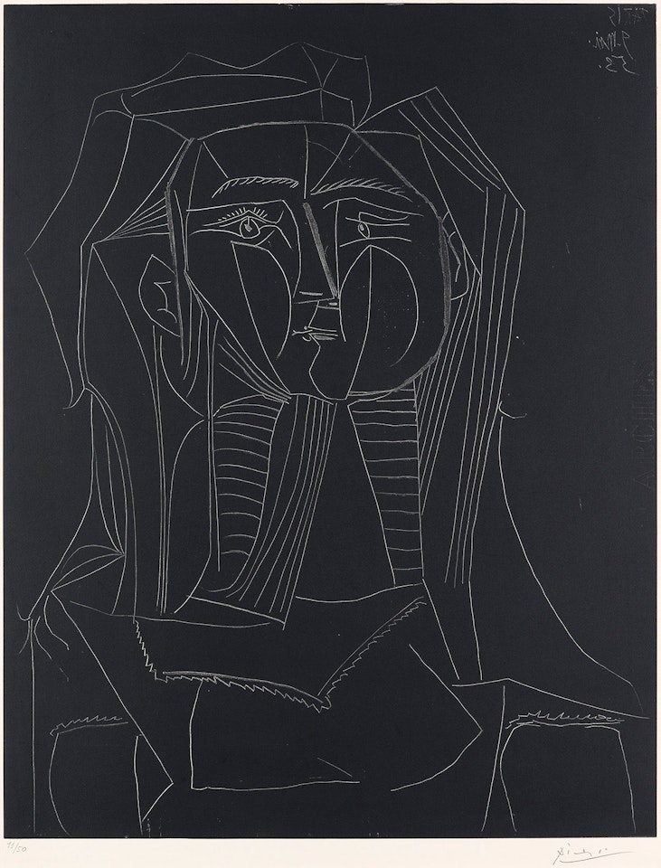 Tête Sur Fond Noir by Pablo Picasso