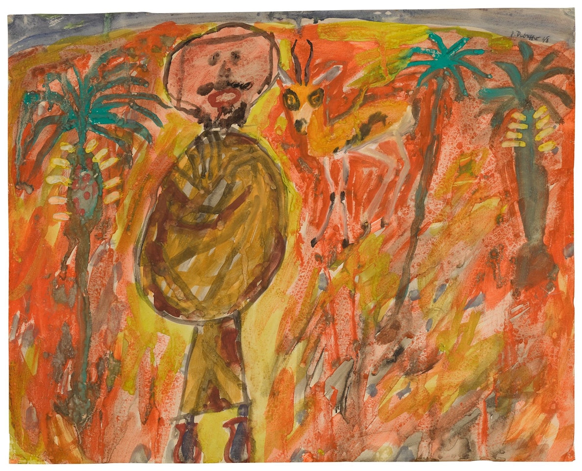 ARABE, GAZELLE ET TROIS PALMIERS by Jean Dubuffet