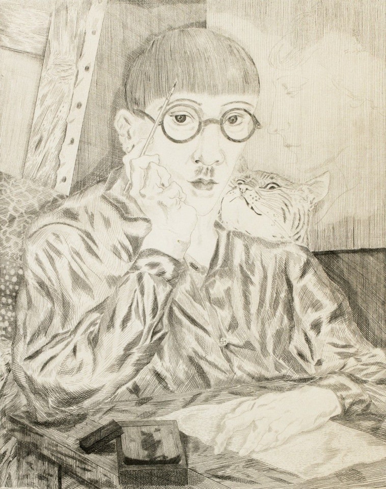 AUTOPORTRAIT AU CHAT by Leonard Tsuguharu Foujita