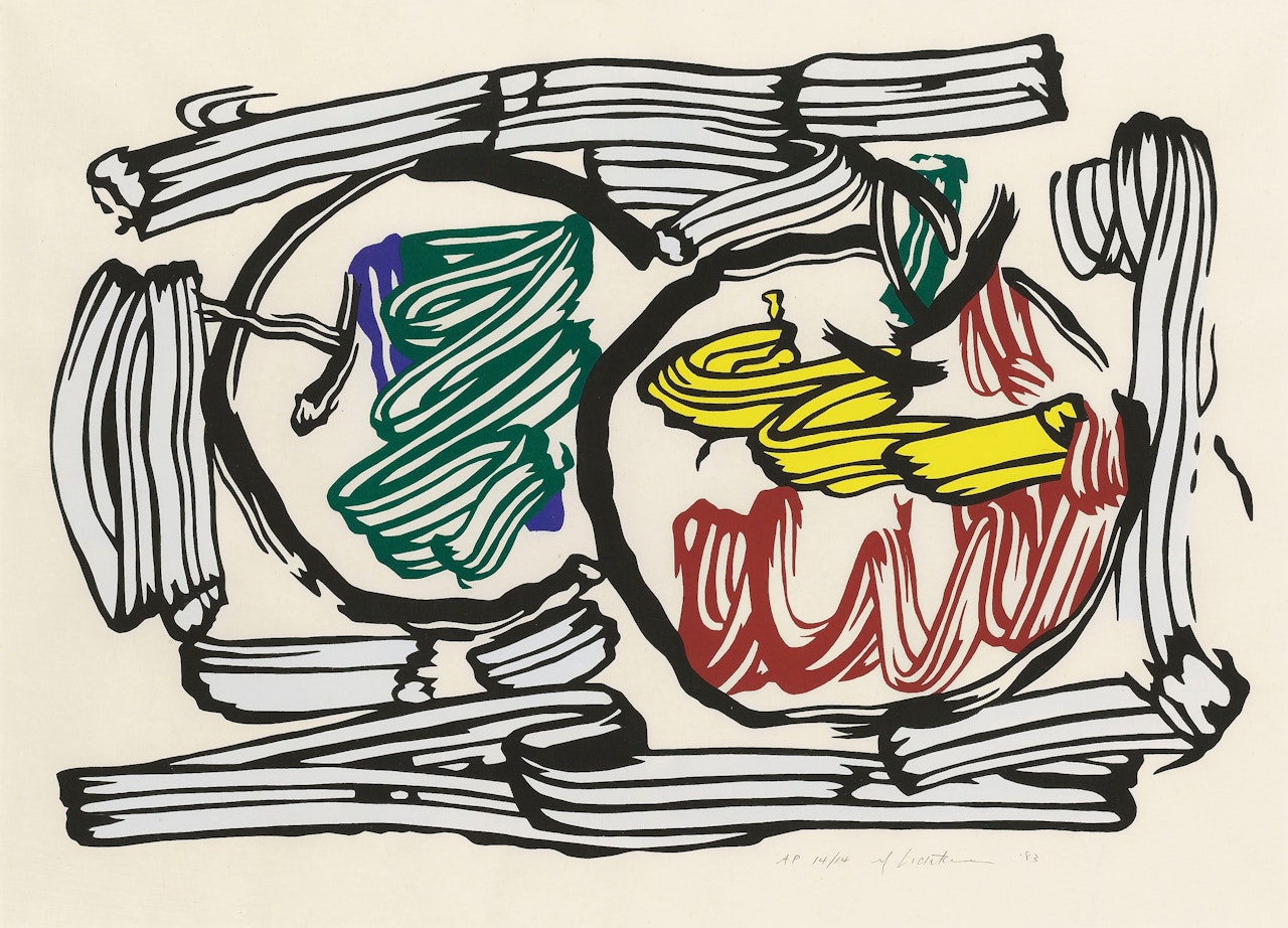 Two Apples, from: Seven Apple Woodcut Series by Roy Lichtenstein