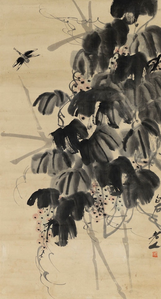 GRAPES AND DRAGONFLY by Qi Baishi