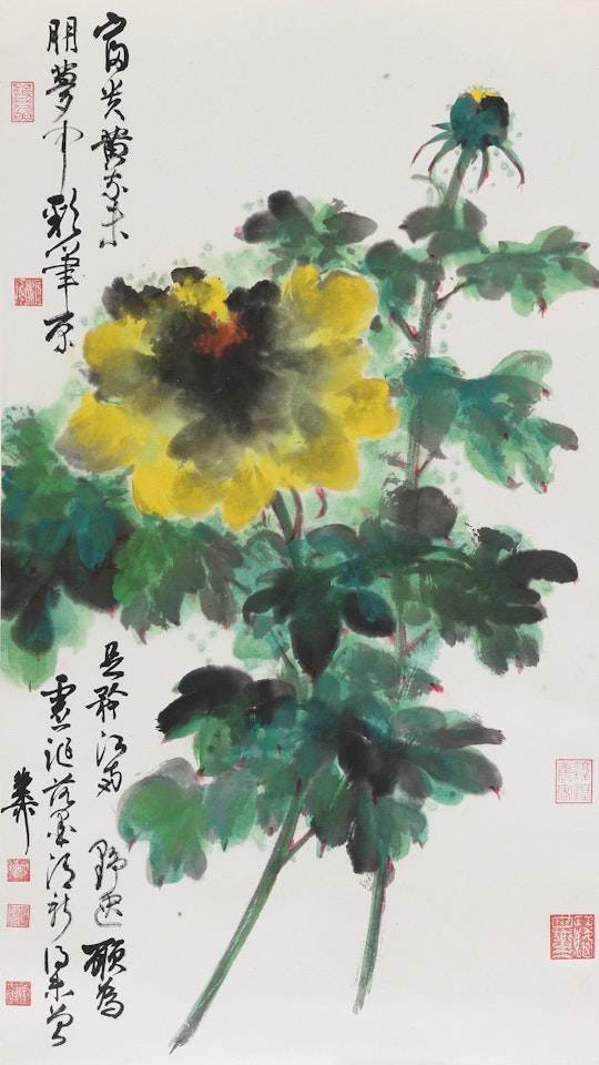  PEONIES by Xie Zhiliu