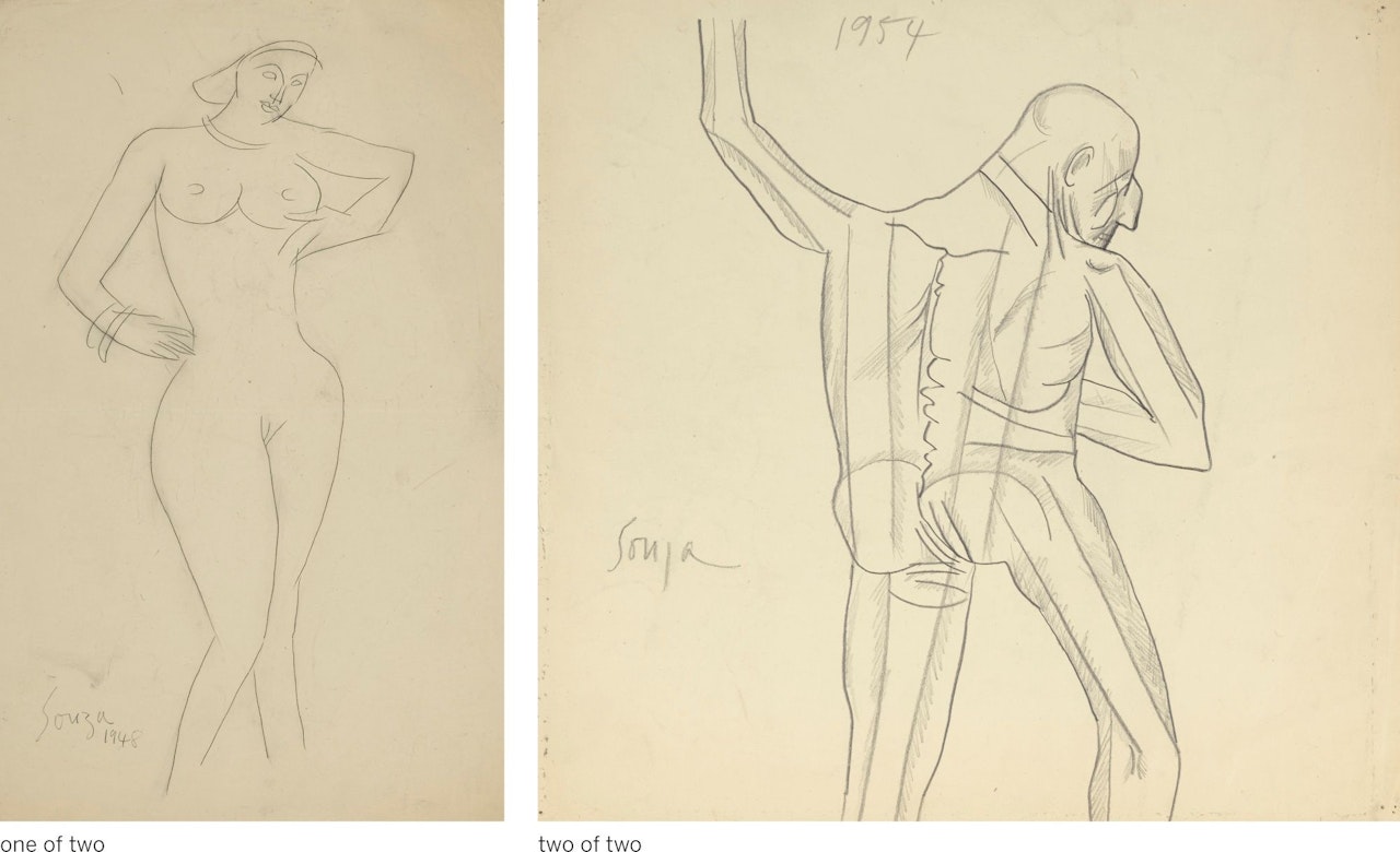 UNTITLED (WOMAN); UNTITLED (MAN IN MOTION) by Francis Newton Souza