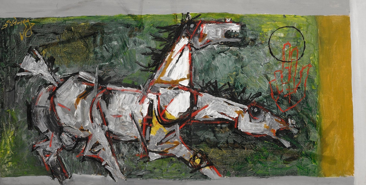 UNTITLED (HORSES) by M.F. Husain