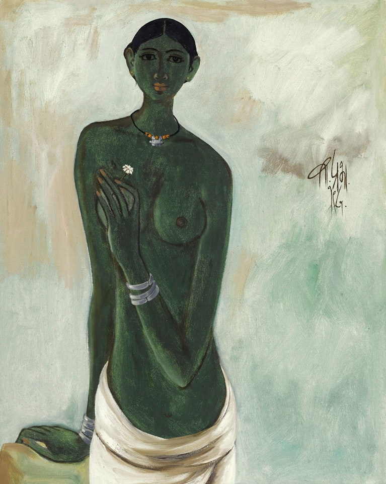 UNTITLED (WOMAN WITH FLOWER) by B Prabha