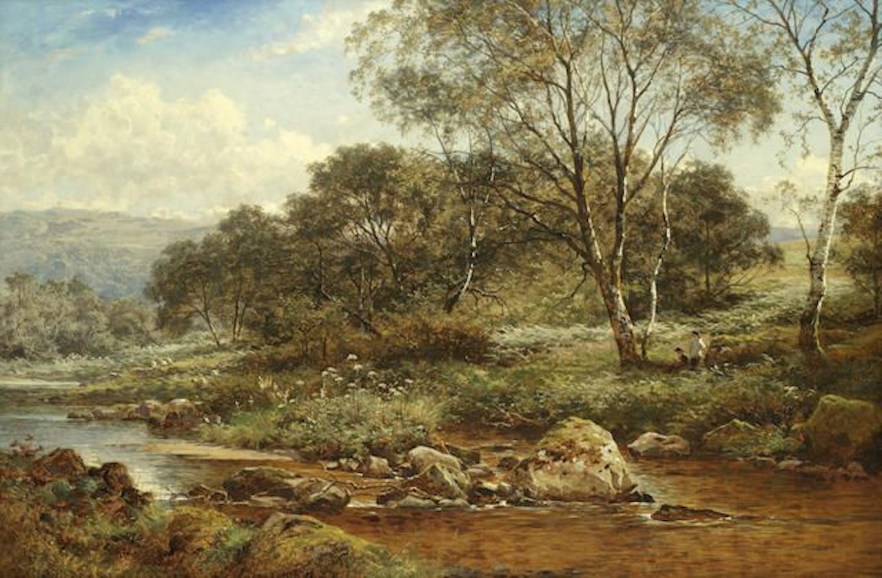 A birchwood on the Llugwy by Benjamin Williams Leader