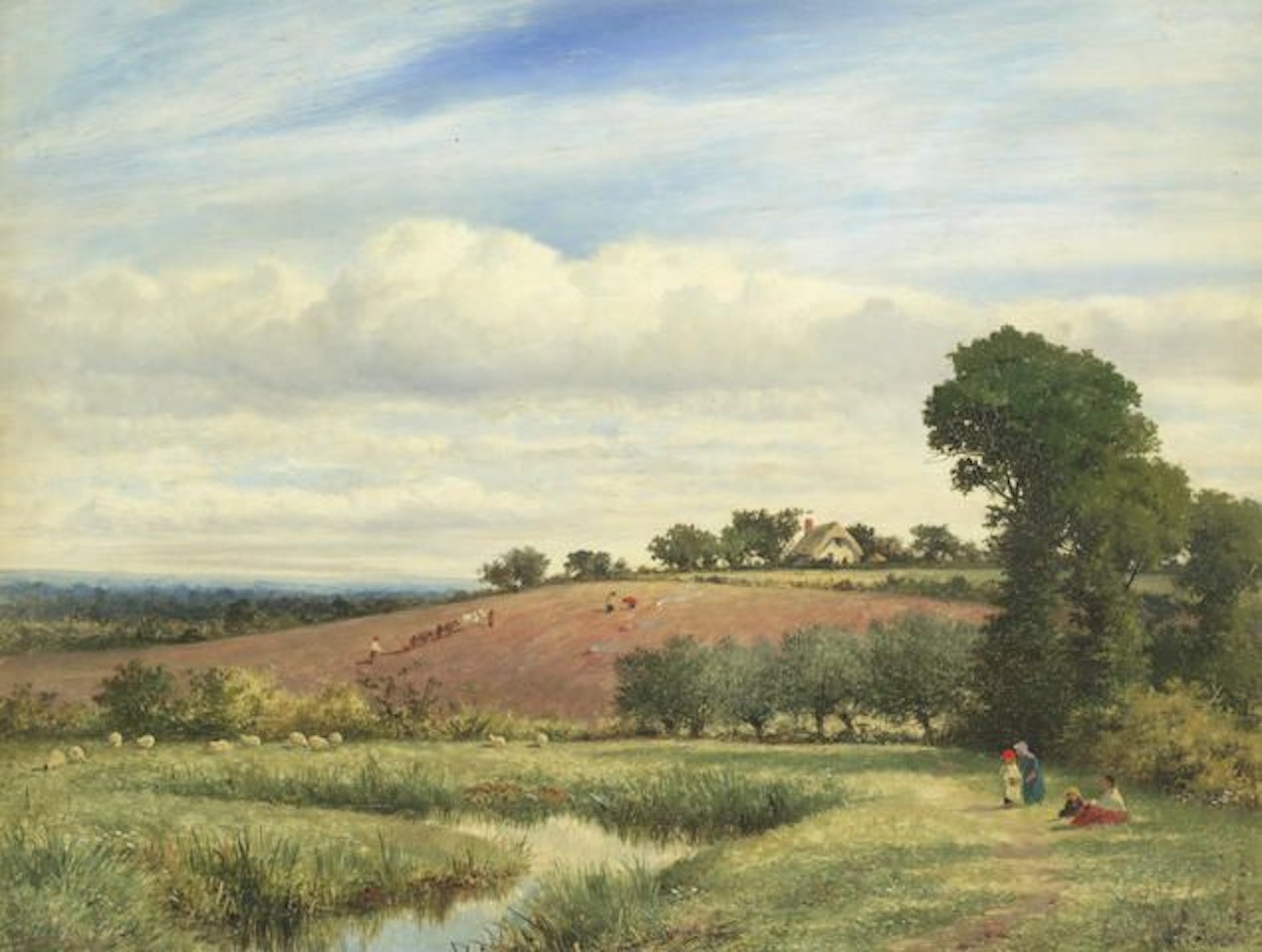 A fine summer's day near Whittington, Worcestershire by Benjamin Williams Leader