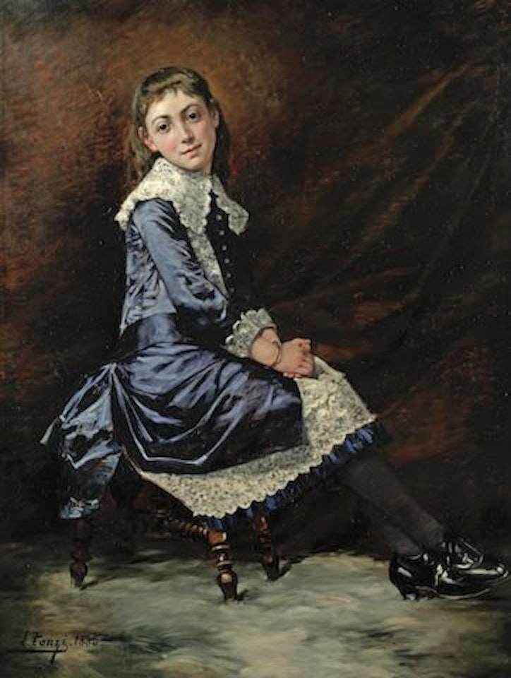Portrait of a young girl in blue by Leon Tanzi
