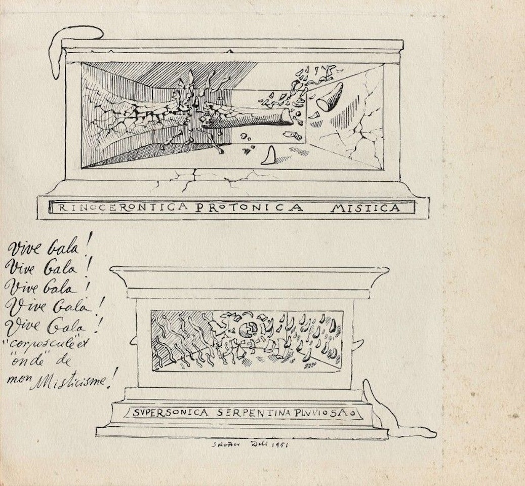 Studies for the illustrations page XIX and page XXX of the Mystical Manifesto, Robert Godet by Salvador Dali