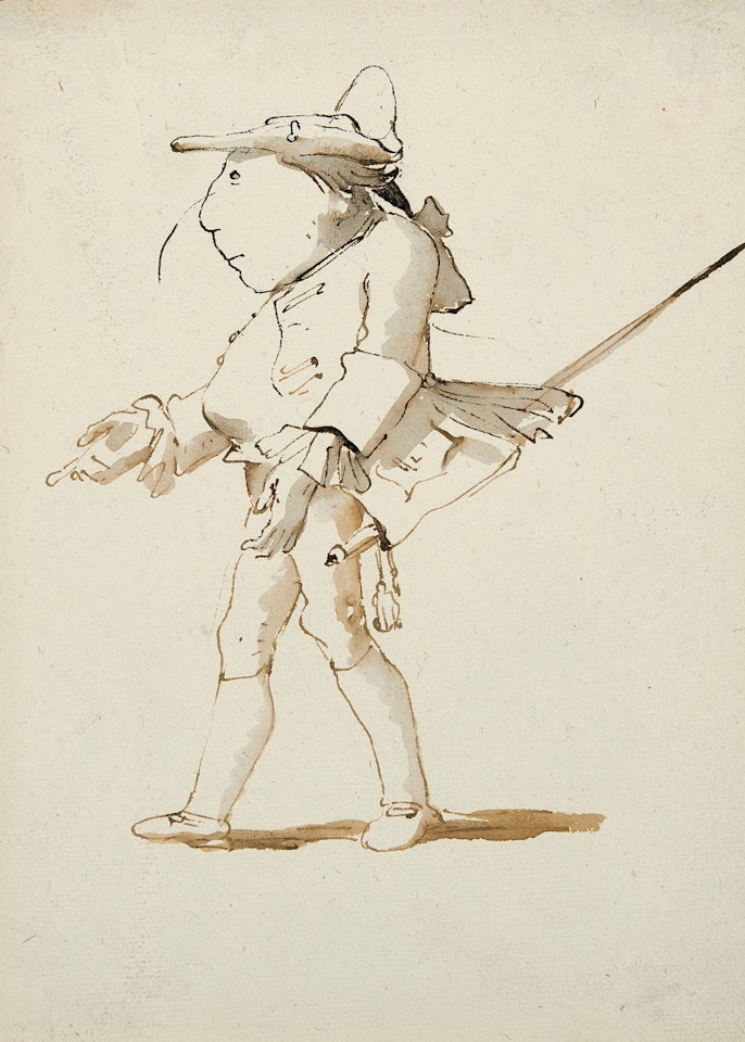 Caricature d'un homme à l'épée by Giovanni Battista Tiepolo