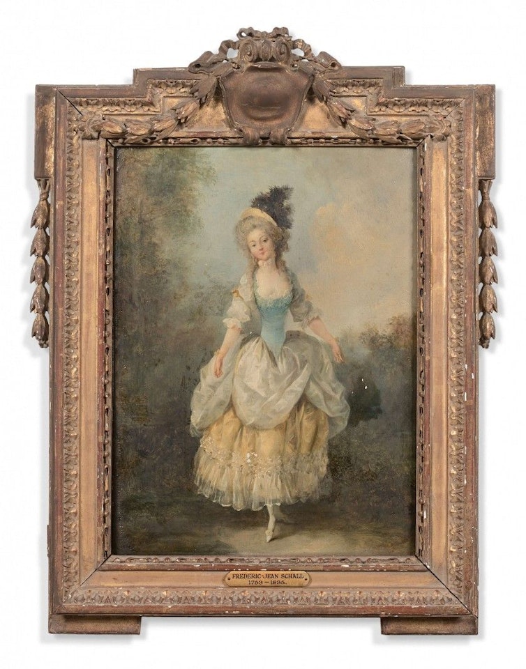 Young elegant girl in a landscape by Jean Frédéric Schall