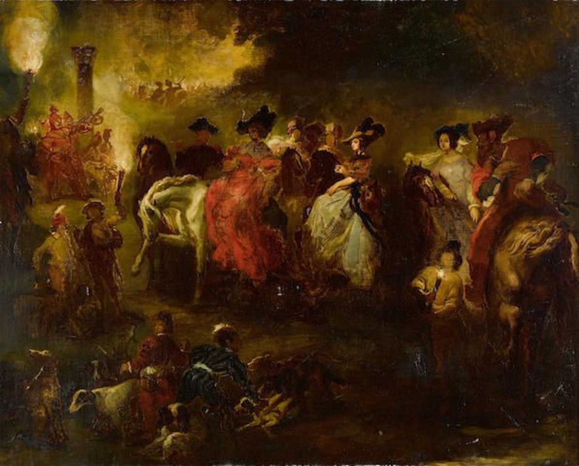 Le depart de la chasse (esquisse) by French School