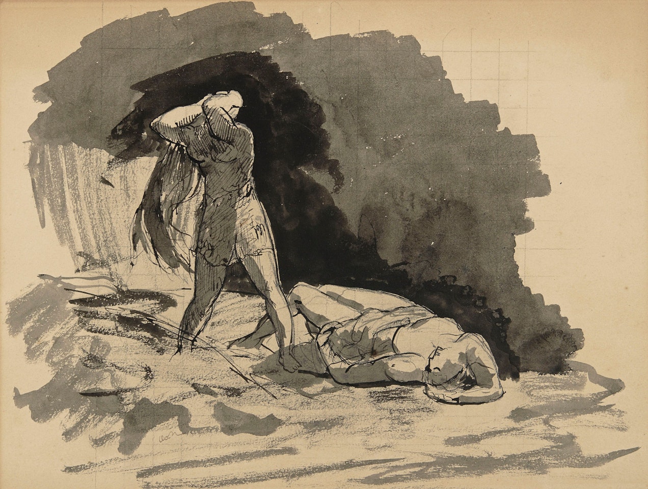 Ève plaignant la mort d'Abel by Odilon Redon