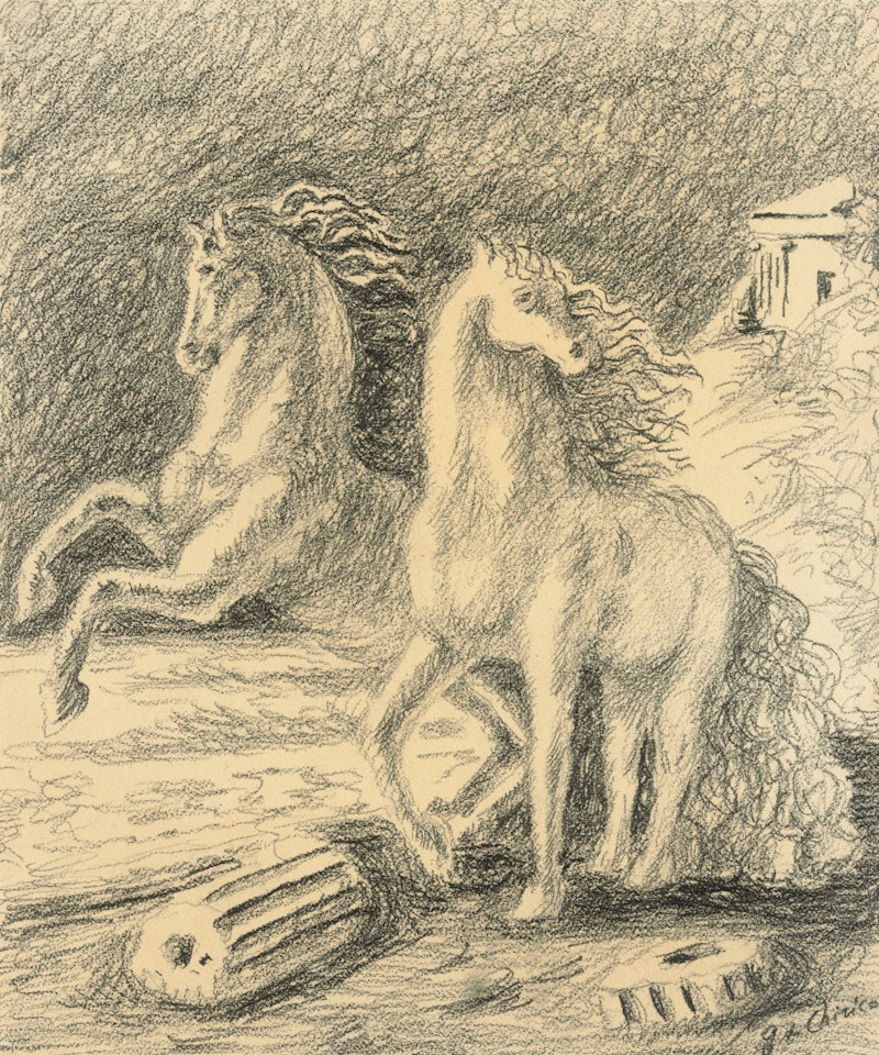 Due cavalli in riva al mare by Giorgio de Chirico