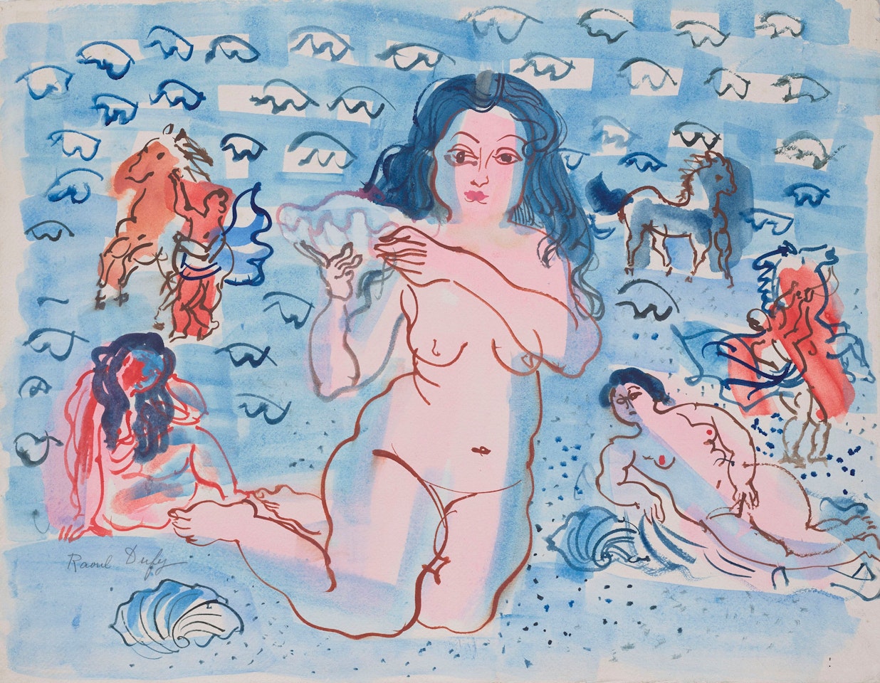 Naïades, coquillages et chevaux by Raoul Dufy