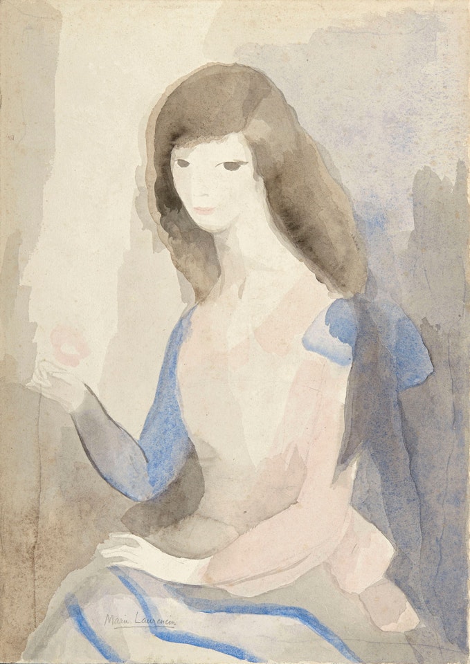 Portrait de jeune femme à la rose by Marie Laurencin