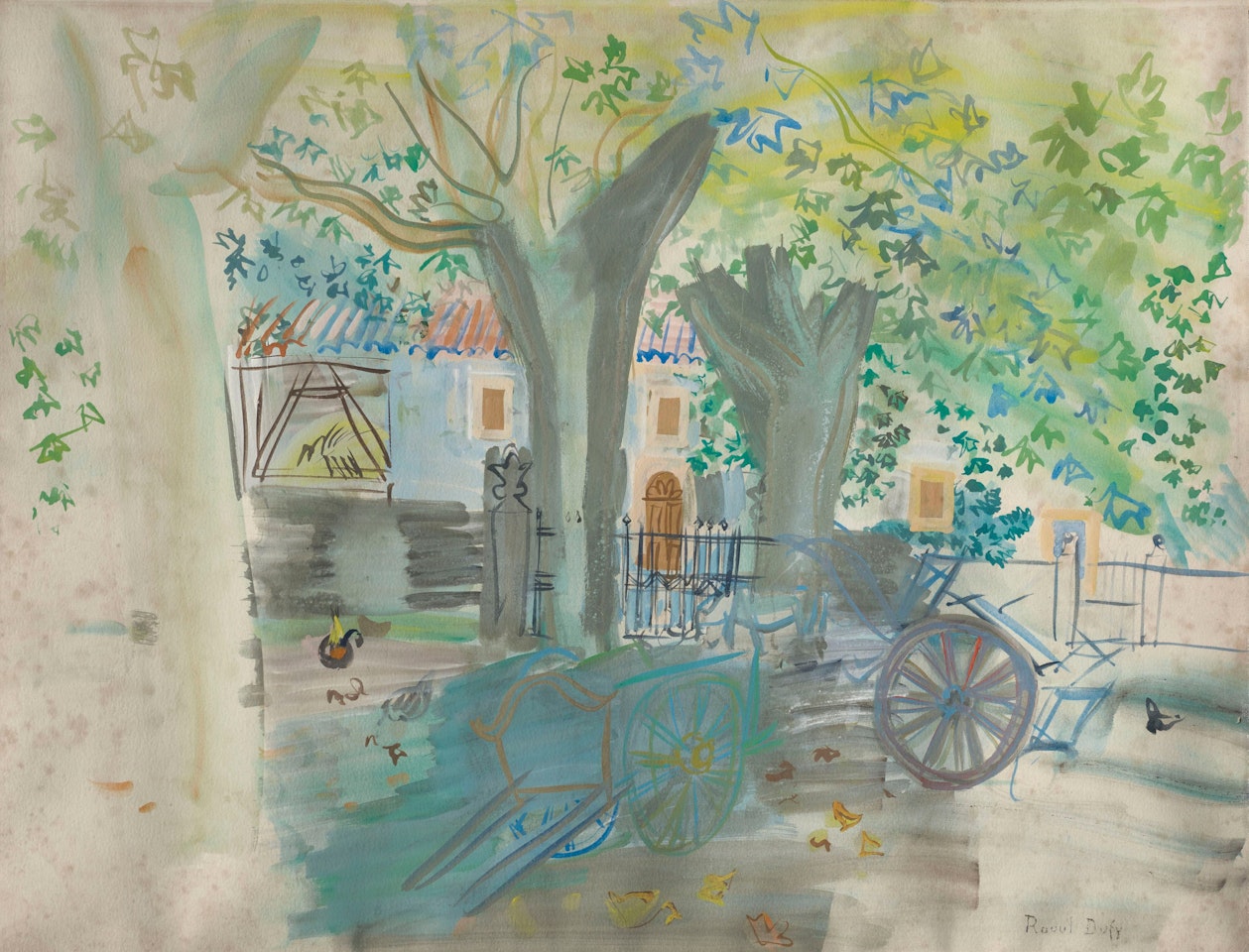 Cour de ferme aux deux charettes by Raoul Dufy