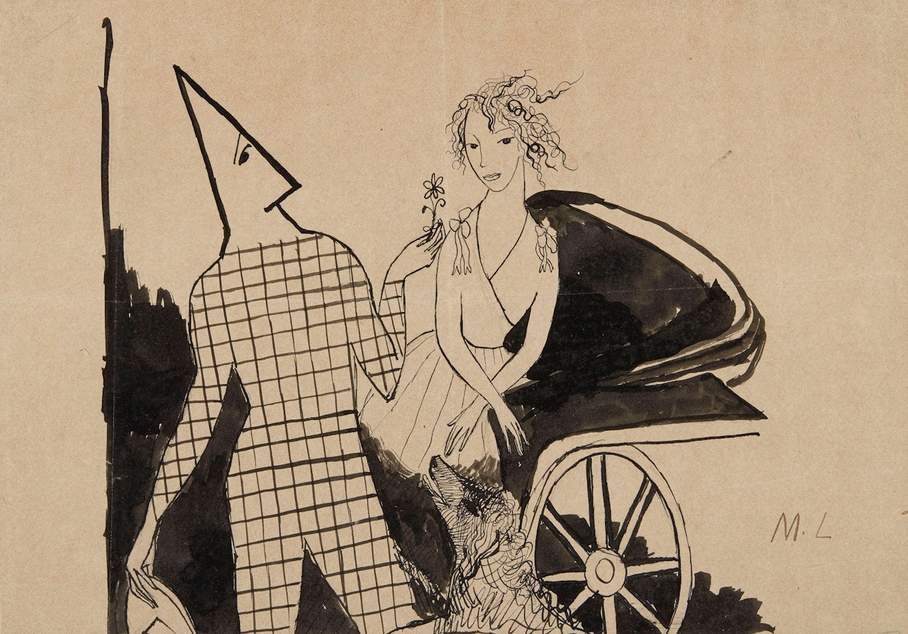 Le poète offre une fleur à sa muse (illustration pour "Ces choses qui seront vieilles") by Marie Laurencin