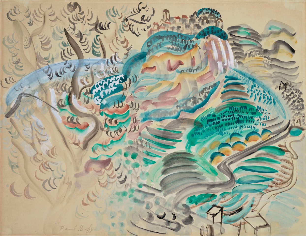 Village surplombant la vallée by Raoul Dufy