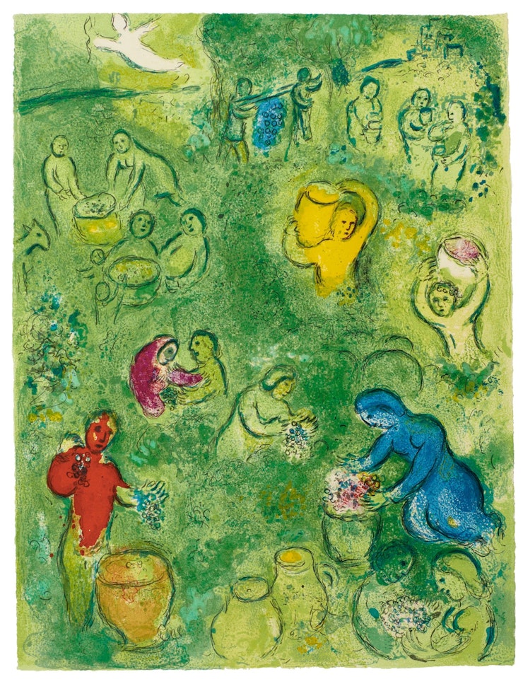 LES VENDANGES (MOURLOT 322) by Marc Chagall