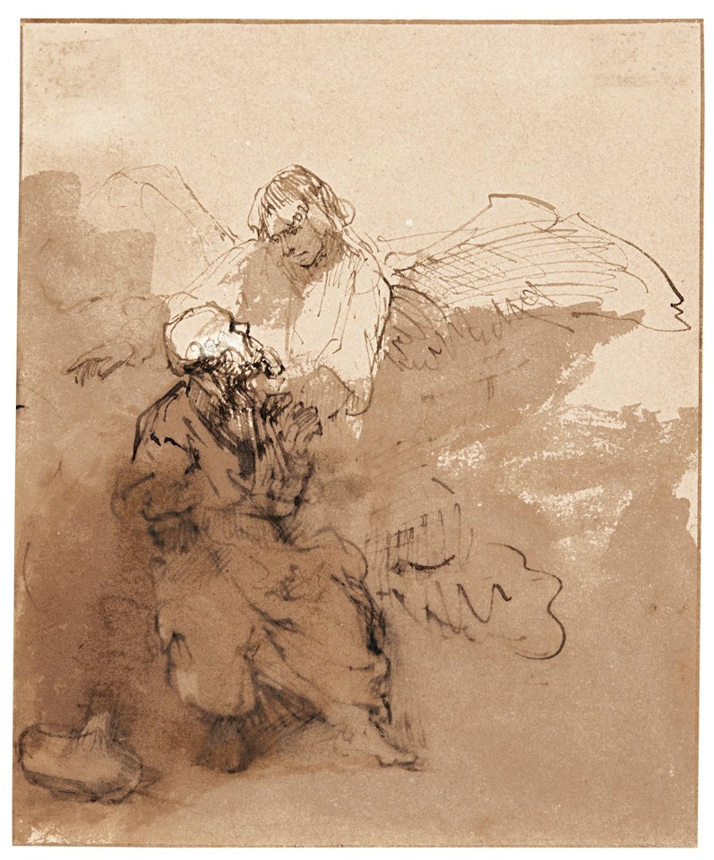 AN ANGEL APPEARING TO AN OLD MAN by Ferdinand Bol