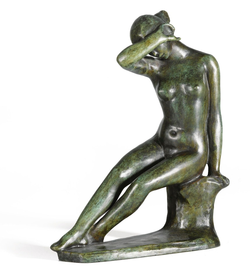 JEUNE FEMME ASSISE SE VOILANT LES YEUX by Aristide Maillol
