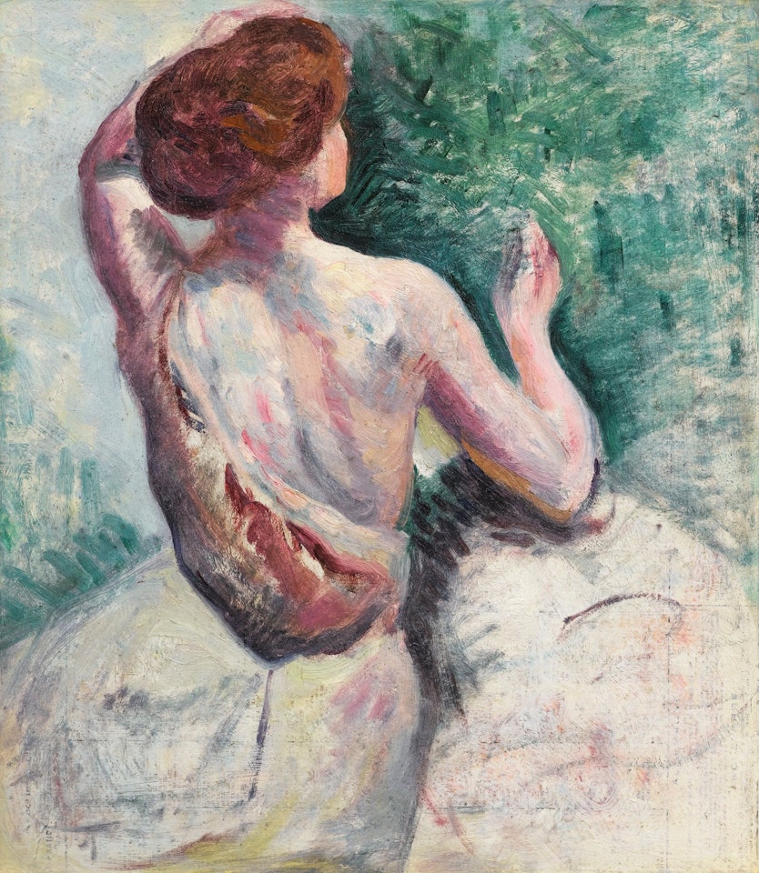 FEMME DE DOS SE COIFFANT by Maximilien Luce
