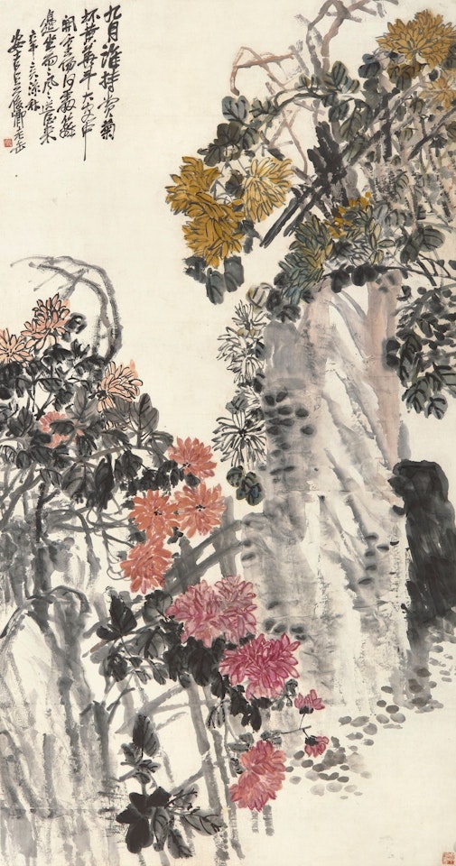 CHRYSANTHEMUMS BY THE ROCK by Wu Changshuo