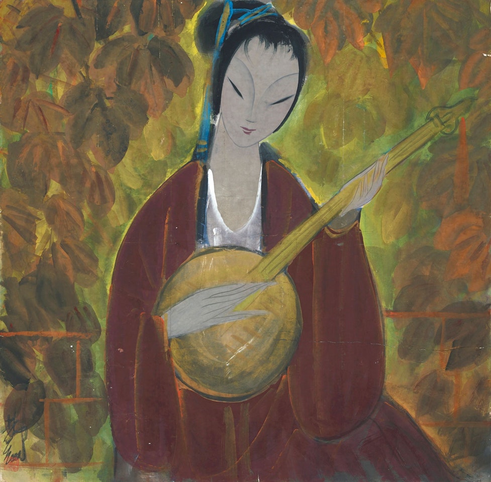 LADY PLAYING RUAN by Lin Fengmian
