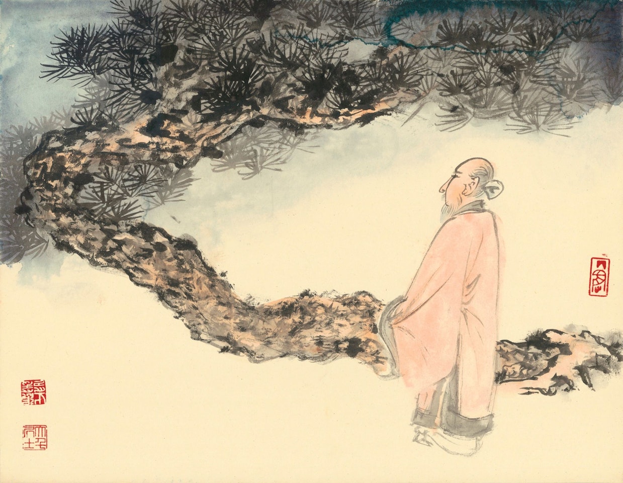 SCHOLAR UNDER PINE by Zhang Daqian