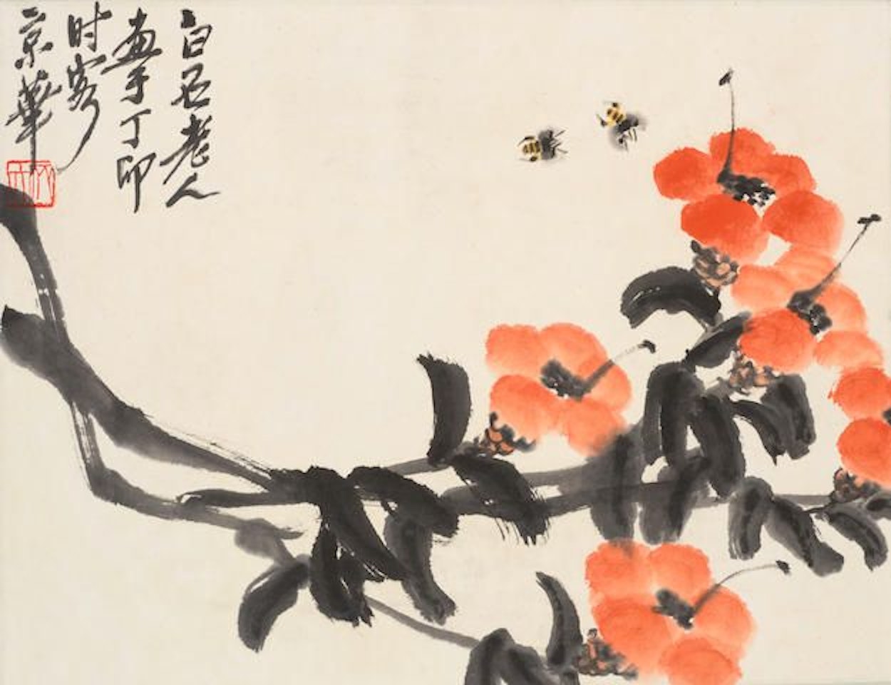 Camellia and Bees by Qi Baishi