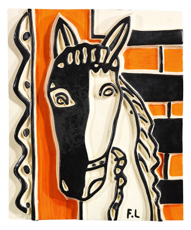 Le Cheval sur fond orange by Fernand Leger
