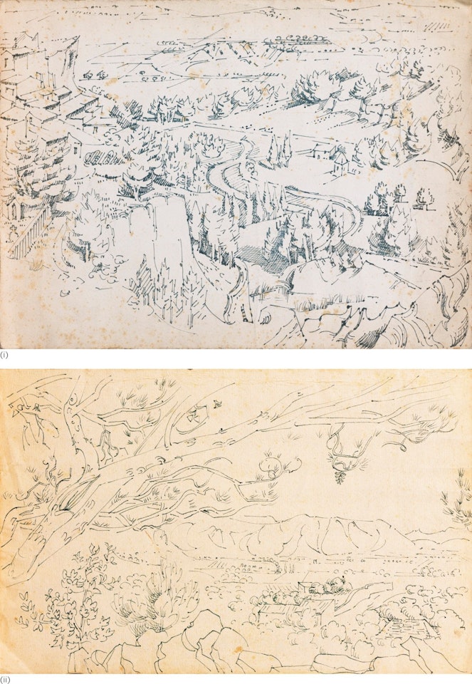 TWO DRAWINGS: (I) LA CAMPAGNE DE GORDES (II) PAYSAGE DE GORDES by André Lhote