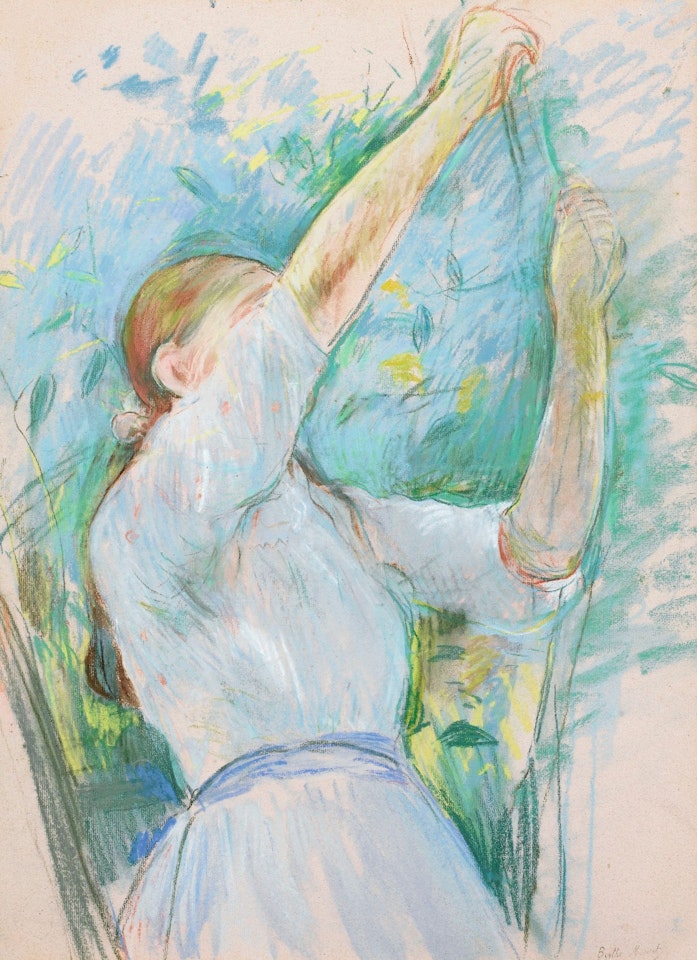 JEUNE FILLE CUEILLANT DES CERISES by Berthe Morisot