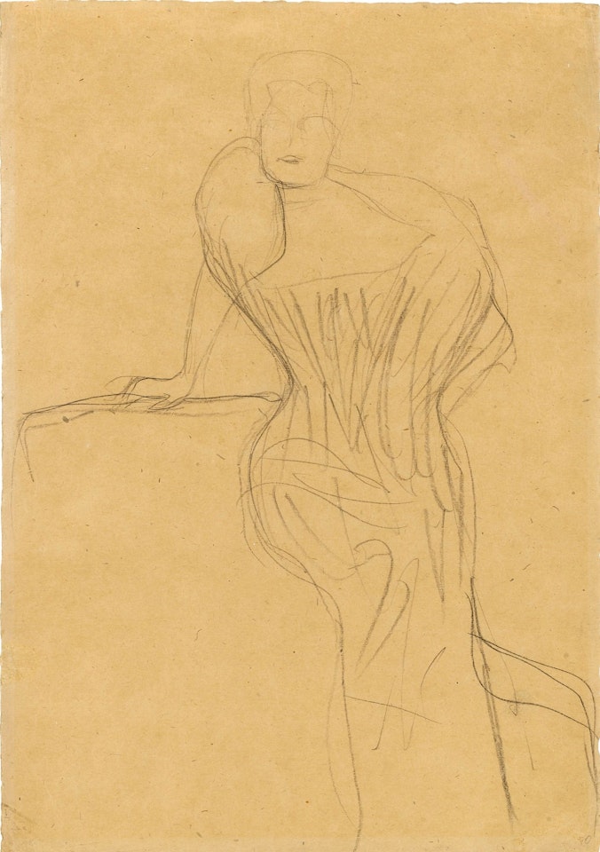 AUFGESTÜZT SITZEND by Gustav Klimt